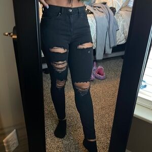 Topshop Jamie black high rise skinny jeans